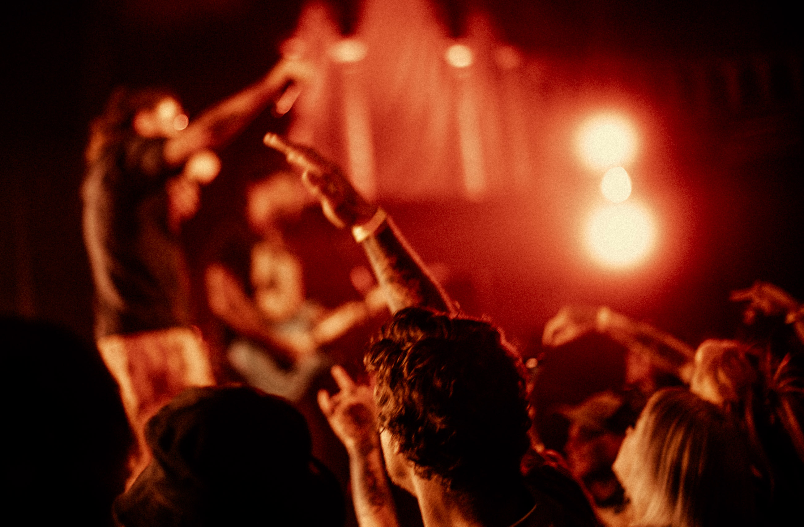 Audience raising their hands during Belmont’s concert at The Oriental Theater in Denver, Colorado.